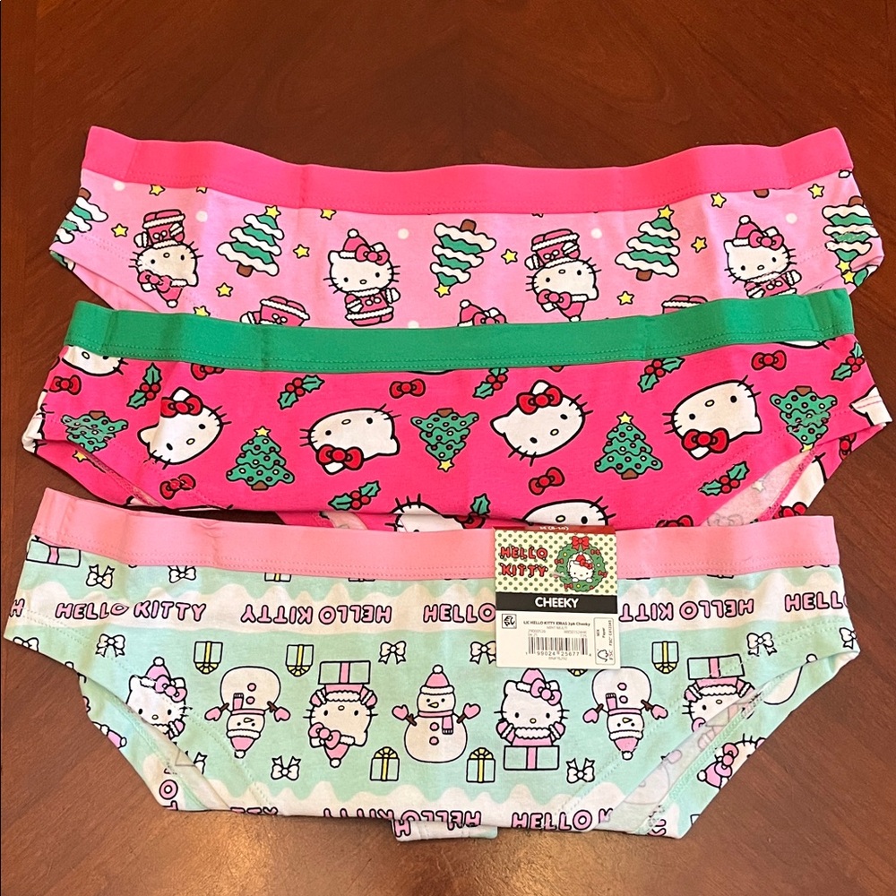 Hello Kitty Kids cheeky Underwear Trio - Pink, Green, White